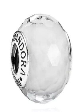 Pandora White Faceted Murano Glass Charm